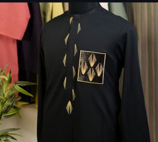 Oba Luxe – Midnight Gold Emblem Kaftan