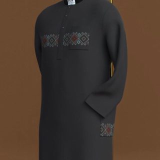 Cultural Patterned Kaftan with Diamond Motif